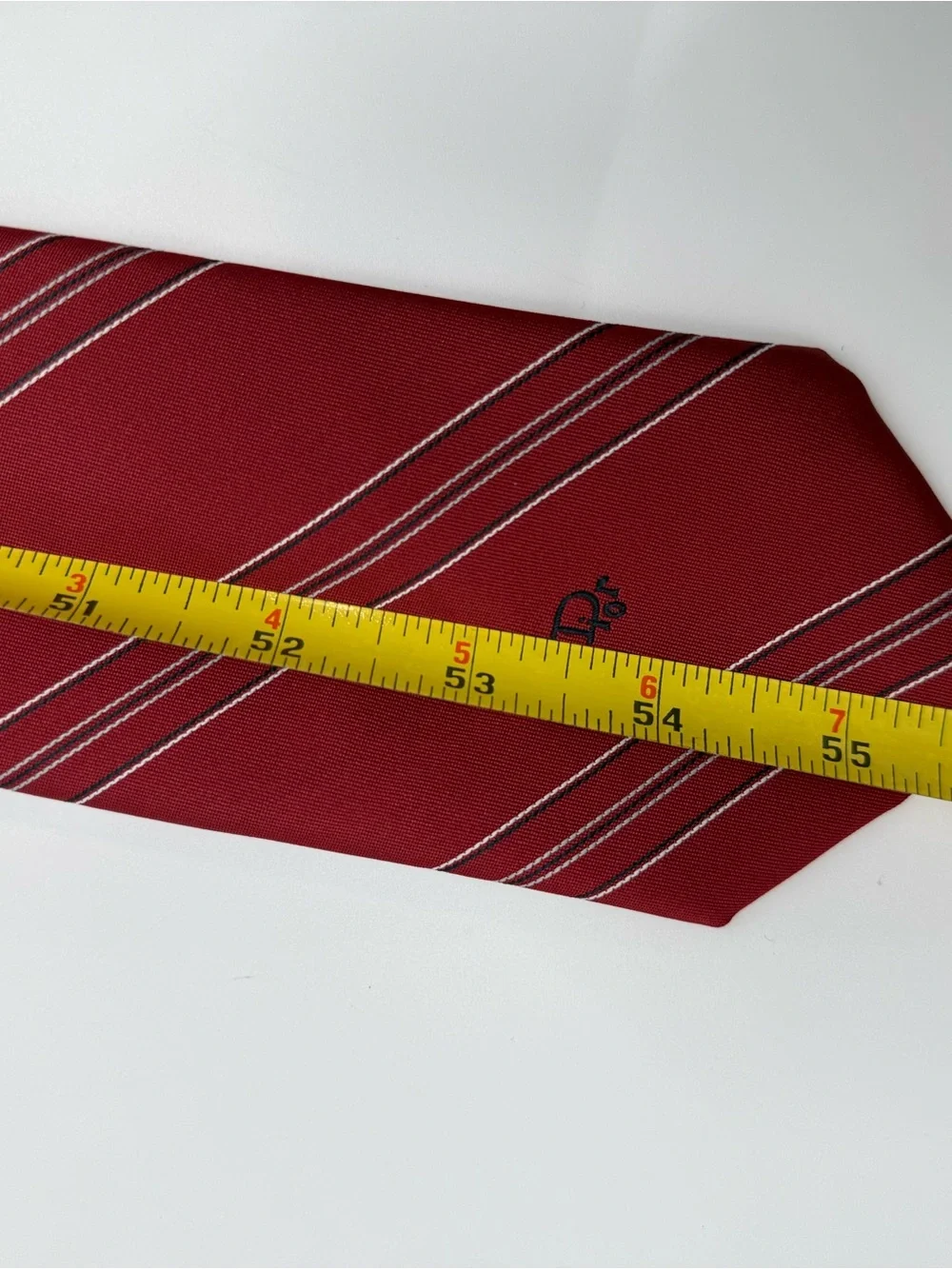 Dior Men's Burgundy Diagonal Stripe Silk Tie